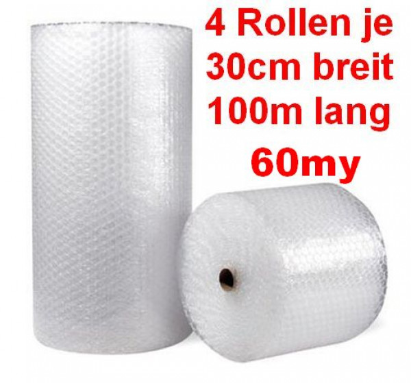 4 Rollen Luftpolsterfolie 30cm x 100m 60my Noppenfolie